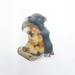 Pizza Lover Rat Vinyl Sticker | Lost in the City