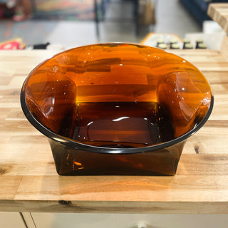 Vintage 1970s Thick Amber Glass Bowl