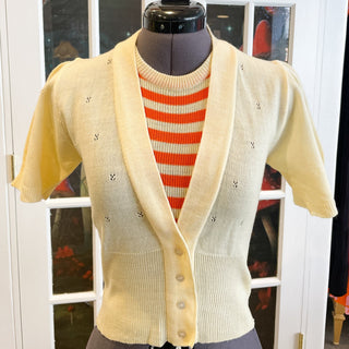 Vintage 1960s 1970s DEADSTOCK Orange Stripes Top