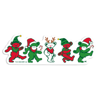 Grateful Dead Jingle Bears Sticker Red & Green