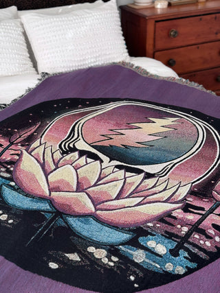 Grateful Dead Lotus Steal Your Face Woven Cotton Blanket