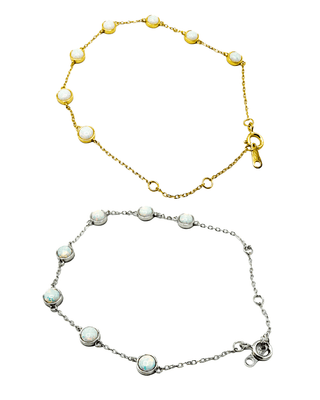 Opal Charm Stacking Bracelet