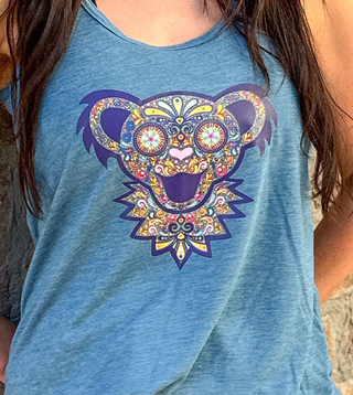 Grateful Dead Paisley Bear Face Women's Flowy Racerback Tank