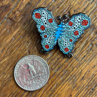 Grateful Dead Red, White & Blue Butterfly Enamel Pin