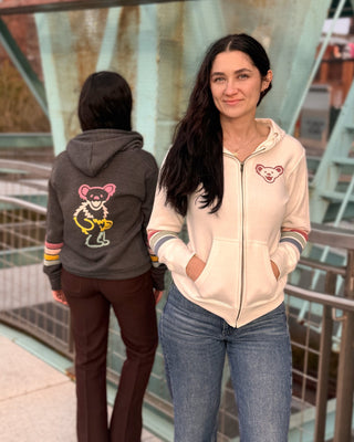 Grateful Dead Sunset Bear Women's Stripes Zip Hoodie