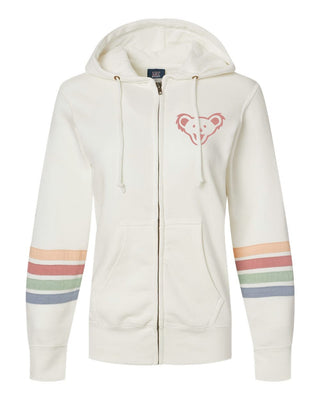 Grateful Dead Sunset Bear Women's Stripes Zip Hoodie