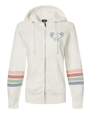 Grateful Dead Sunset Bear Women's Stripes Zip Hoodie - PRE ORDER ships late OCTOBER