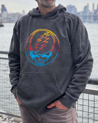 Grateful Dead Retro Stripes Stealie Pigment Dyed Unisex Hoodie