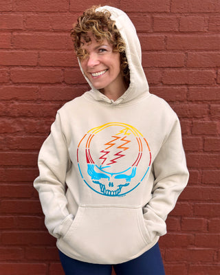Grateful Dead Retro Stripes Stealie Pigment Dyed Unisex Hoodie