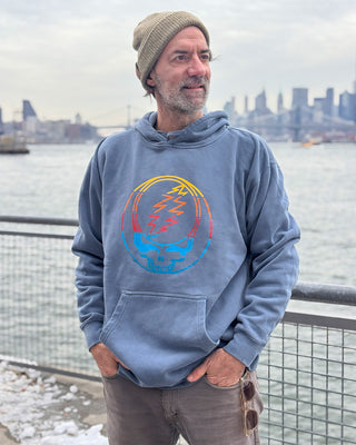 Grateful Dead Retro Stripes Stealie Pigment Dyed Unisex Hoodie