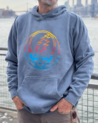 Grateful Dead Retro Stripes Stealie Pigment Dyed Unisex Hoodie