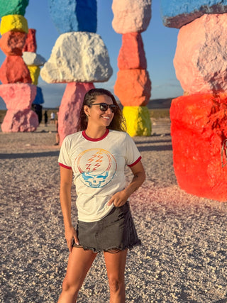 Grateful Dead Retro Stripes Stealie Ringer T