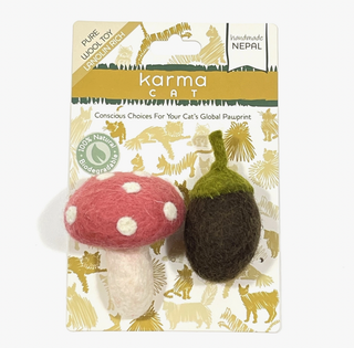 Mushroom & Acorn Wool Cat Toy