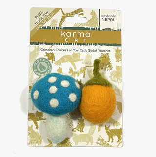 Mushroom & Acorn Wool Cat Toy