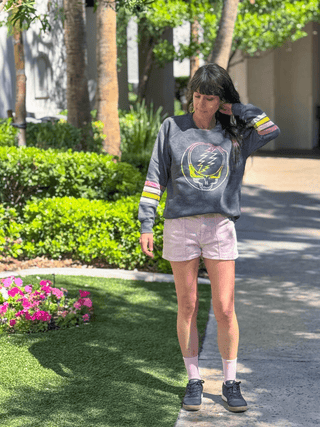 Grateful Dead Sunset Stealie Women's Striped Sweatshirt