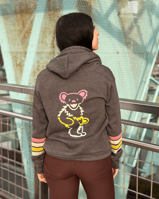 Grateful Dead Sunset Bear Women's Stripes Zip Hoodie