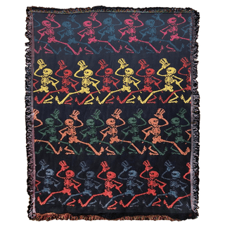 Grateful Dead Colorful Dancing Skeletons Woven Cotton Blanket PRE ORDER ships late MARCH