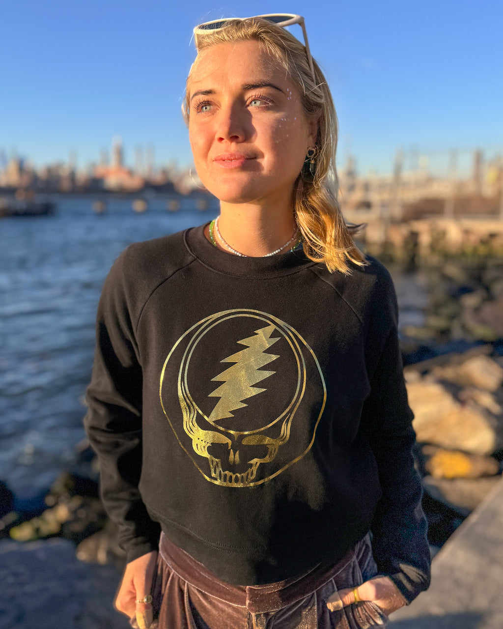 Grateful Dead Women's Steal Your Face Crop Fleece Raglan – Little Hippie