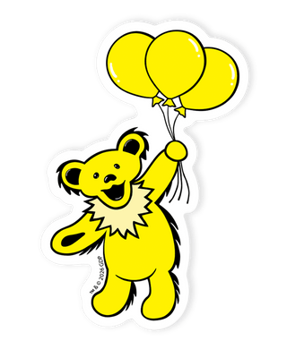 Grateful Dead Bear With Yellow Balloons Sticker