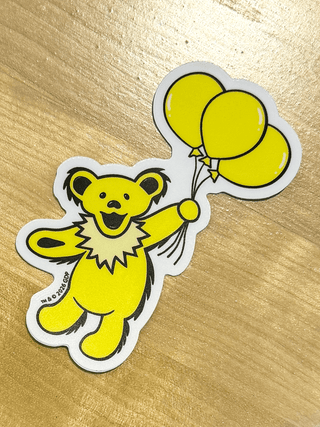 Grateful Dead Bear With Yellow Balloons Sticker