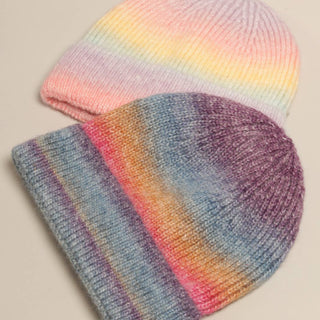Gradient Ribbed Cuff Knit Beanie Hat