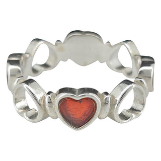 Cognac Amber Sterling Silver Hearts Ring