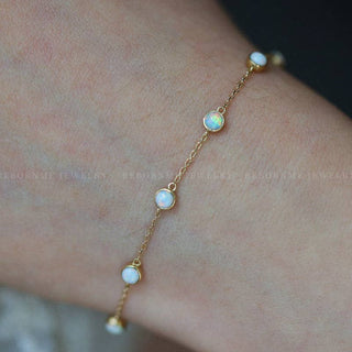 Opal Charm Stacking Bracelet