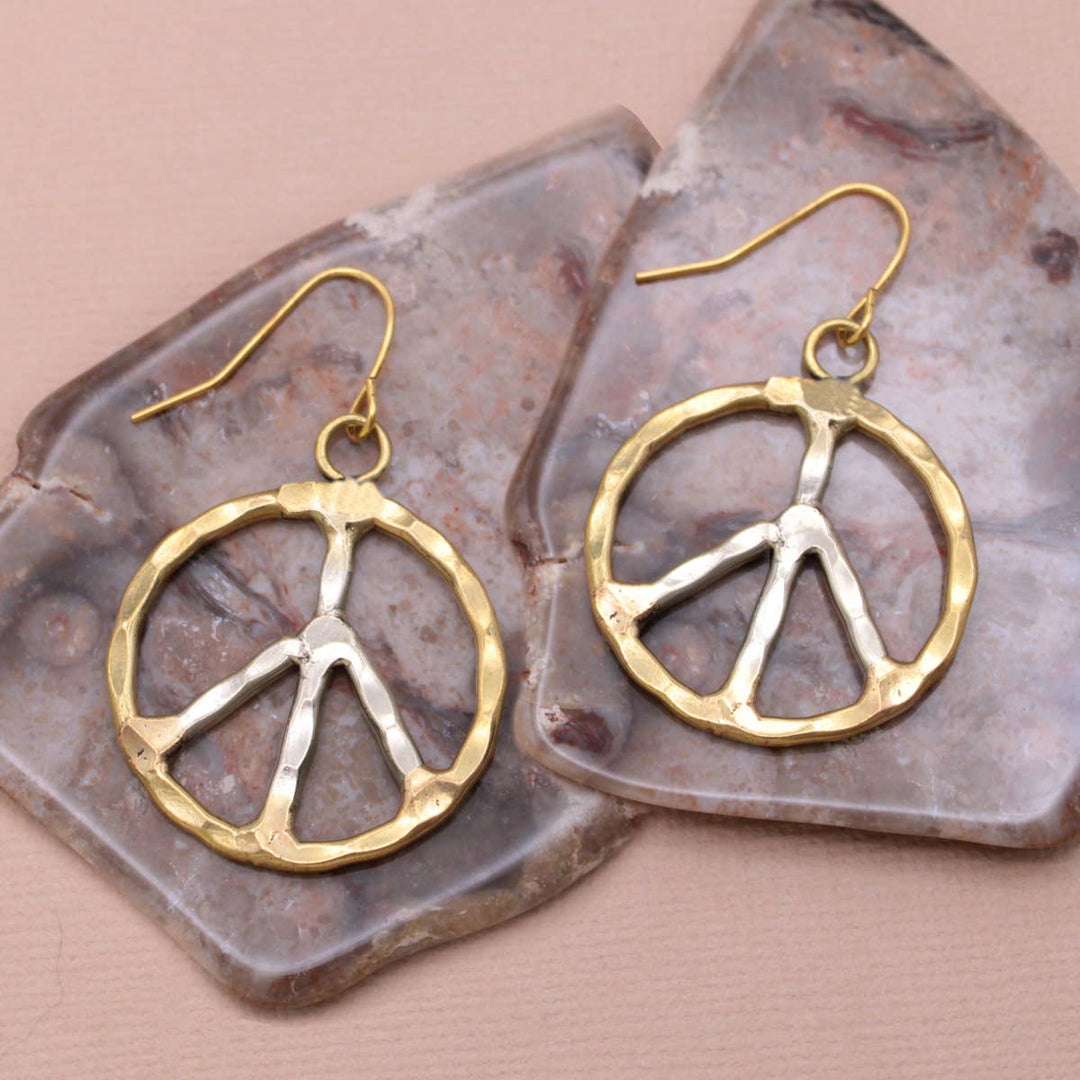 Silver Gold Peace Earrings – Little Hippie