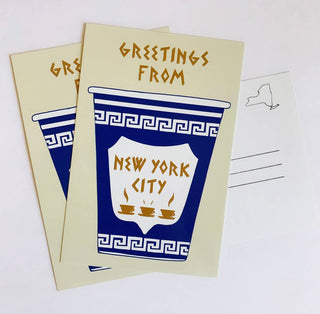 New York Greek Coffee Cup Postcard