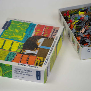 Bodega Cat with Fruits and Vegetables by Simone Johnson Puzzle