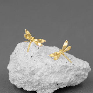 Gold Dragonfly Stud Earrings