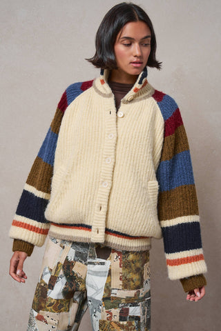 Chunky Rib-Knit Faux Fur Lined Cardigan
