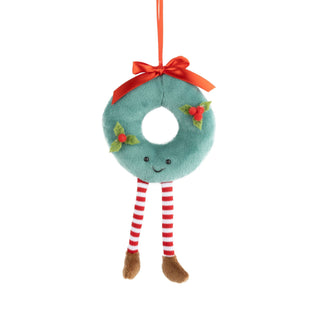 Smiling Donut with Candy Cane Legs Christmas Ornament