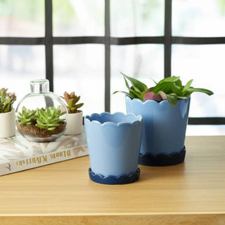 Blue Ceramic Scallop Planter