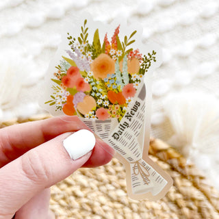 Clear Bouquet Newspaper Sticker