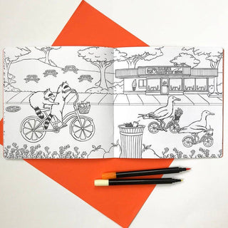 Forest Animals On Bikes Coloring Book