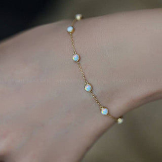 Opal Charm Stacking Bracelet