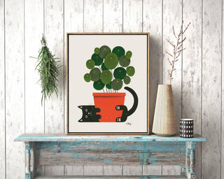 Plants are Friends - Cat and Plant Print