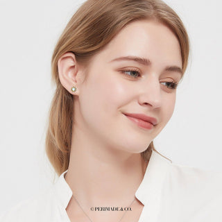 Sun Moonstone Stud Sterling Silver Earrings