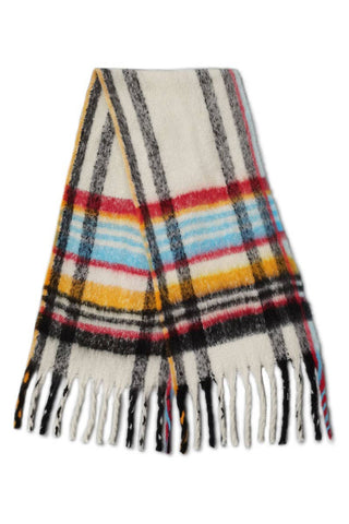 Women's Multi Stripe Cozy Scarf w Fringe