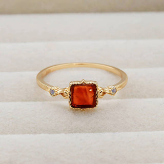 Vintage Gold Square Amber Copper Ring