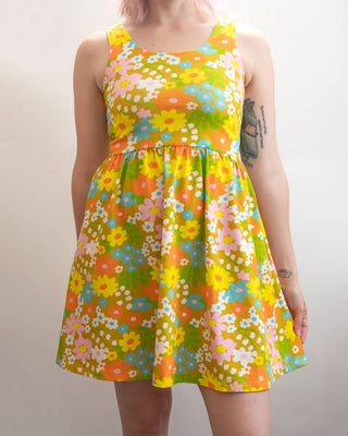 Sixties Retro Floral Women's Jersey Summer Dress