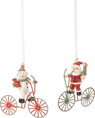 Asstd Santa & Snowman Spring Ornament