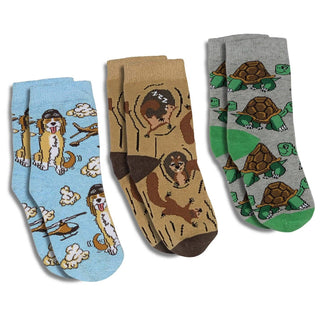 Cockapoo Pilot, Squirrels and Tortoises Kids Socks