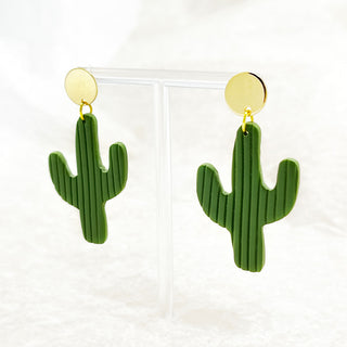 Clay Cactus Dangle Earrings