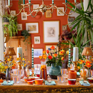 Green Stripe Dinner Candles