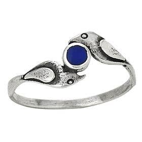 Two Birds With One Stone Sterling Silver Lapis Ring