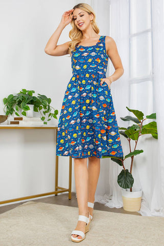 Solar System Vintage Style Cotton Dress