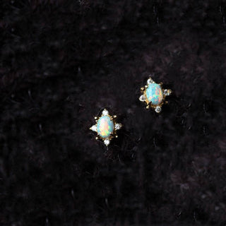 Opal Star Stud Sterling Silver Earrings