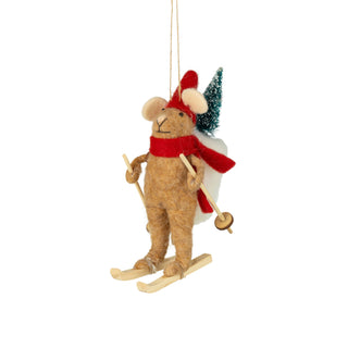 Felt Skiing Mouse Ornament